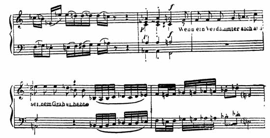 Нотный пример произведений Моцарта